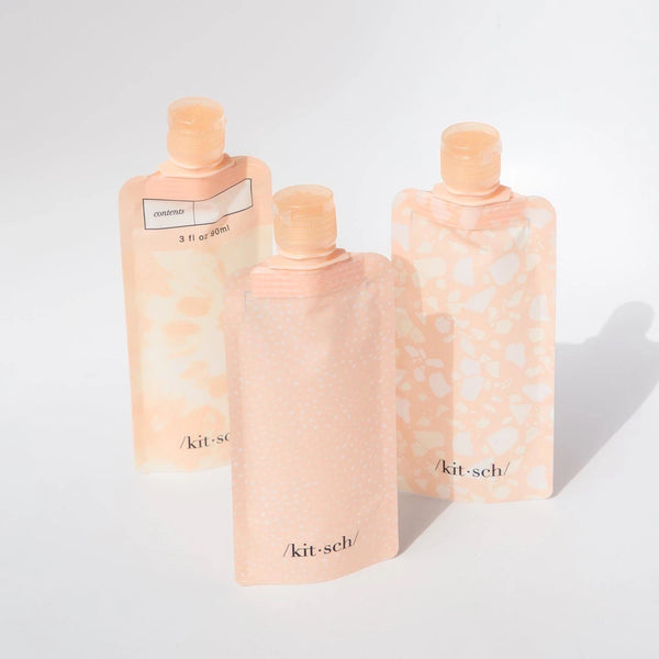 Refillable Travel Pouches Blush 3 pieces